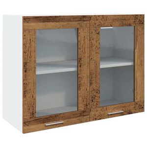 vidaXL Hanging Glass Cabinet "Lyon" Old Wood 80x31x60 cm Engineered Wood