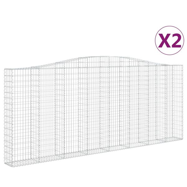 vidaXL Arched Gabion Baskets 2 pcs 400x30x160/180 cm Galvanised Iron