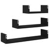 vidaXL Wall Shelves 3 pcs Black Oak Engineered Wood