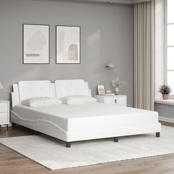 vidaXL Bed Frame without Mattress "Zadar" White 160x200 cm Faux Leather