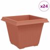 vidaXL Square Flower Pot 24 pcs Brick Red 43 x 43 x 33.5 cm Plastic