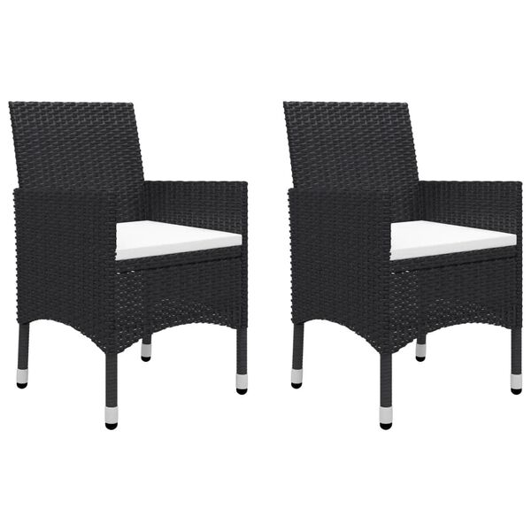 vidaXL 3 Piece Garden Bistro Set Poly Rattan and Tempered Glass Black