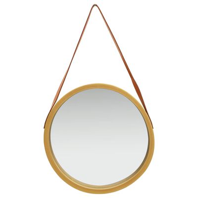 vidaXL Wall Mirror with Strap 50 cm Gold