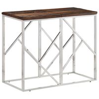 vidaXL Console Table Silver Stainless Steel and Solid Wood Sleeper