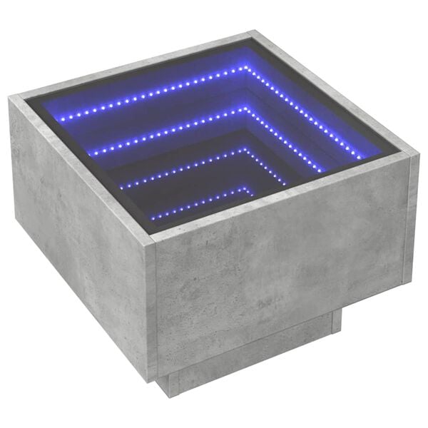 vidaXL Bedside Table with Infinity LED Concrete Grey 40x40x30 cm