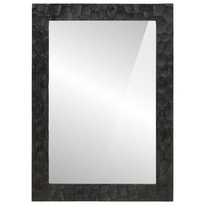 vidaXL Bathroom Mirror Black 50x70x2.5 cm Solid Wood Mango and Glass