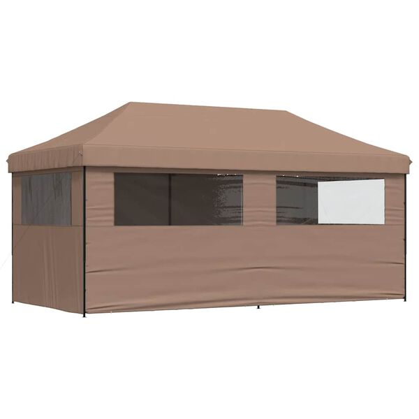 vidaXL Foldable Party Tent Pop-Up with 4 Sidewalls Brown