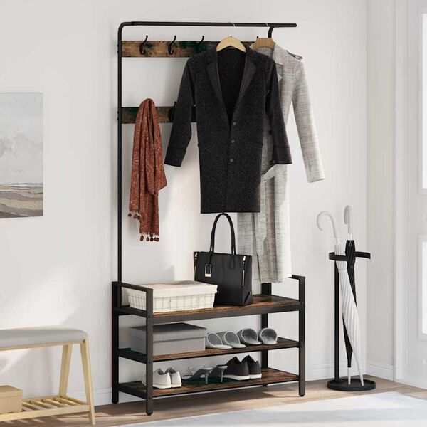 vidaXL Coat Rack Smoked Oak 95 x 34 x 184 cm Engineered wood