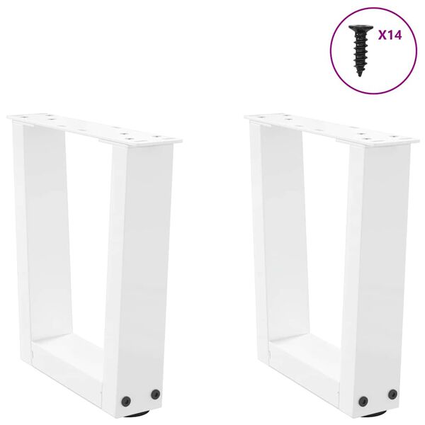 vidaXL Coffee Table Legs V-Shape 2 pcs White 30x(30-31.3) cm Steel