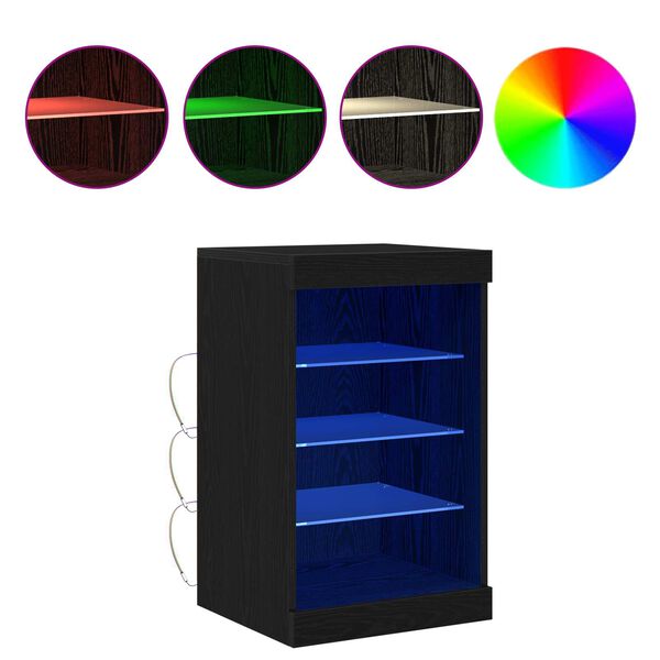 vidaXL LED Sideboard Black Oak 41 x 37 x 67 cm Engineered Wood