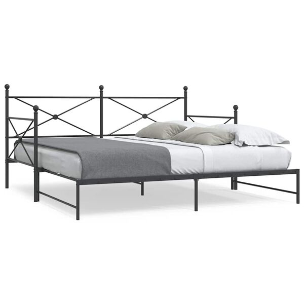 vidaXL Daybed with Trundle without Mattress Black 100x200 cm Steel