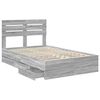 vidaXL Bed Frame with Drawer Grey Sonoma 120 x 190 cm Engineer Wood