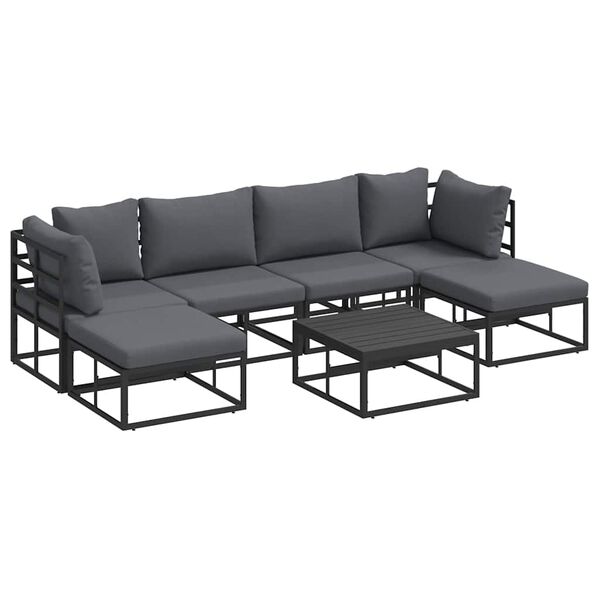 vidaXL Garden Sofa Set with Cushion Black Aluminium