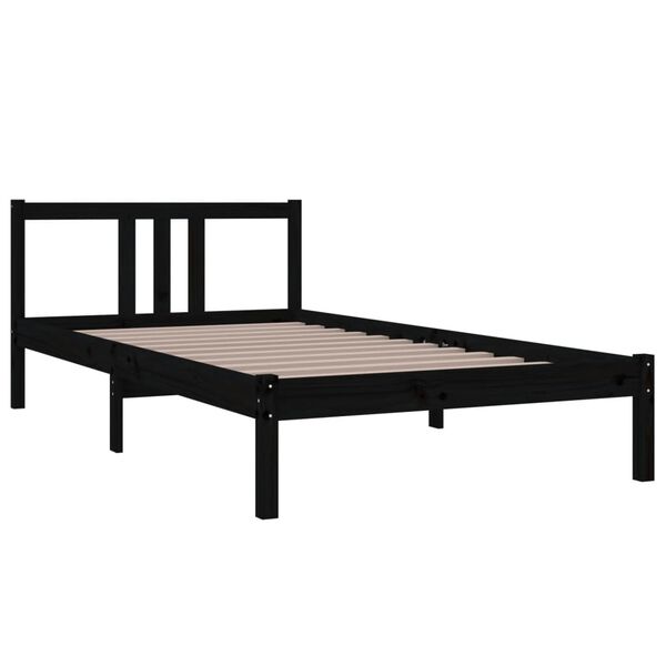 vidaXL Bed Frame without Mattress Black Solid Wood 100x200 cm