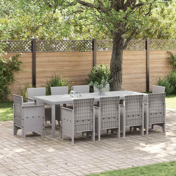vidaXL Garden Dining Set 11 pcs Light Grey Polypropylene