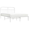 vidaXL Metal Bed Frame without Mattress with Headboard White 135x190cm