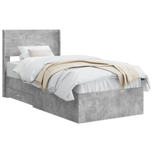 vidaXL Bed Frame with Storage and Headboard Concrete Grey 100 x 200 cm