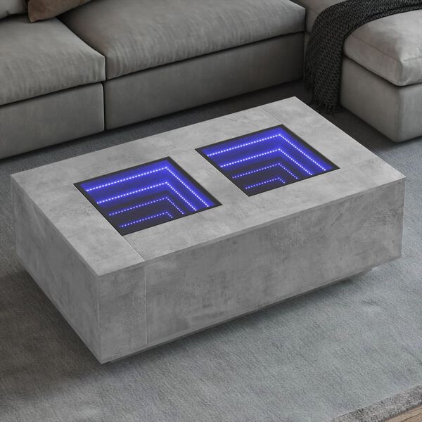 vidaXL Coffee Table with Infinity LED Concrete Grey 116x69x40 cm