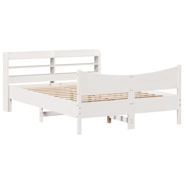 vidaXL Bed Frame with Headboard White 160x200 cm Solid Wood Pine