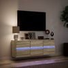 vidaXL TV Wall Cabinet with LED Lights Sonoma Oak 130x31x45 cm