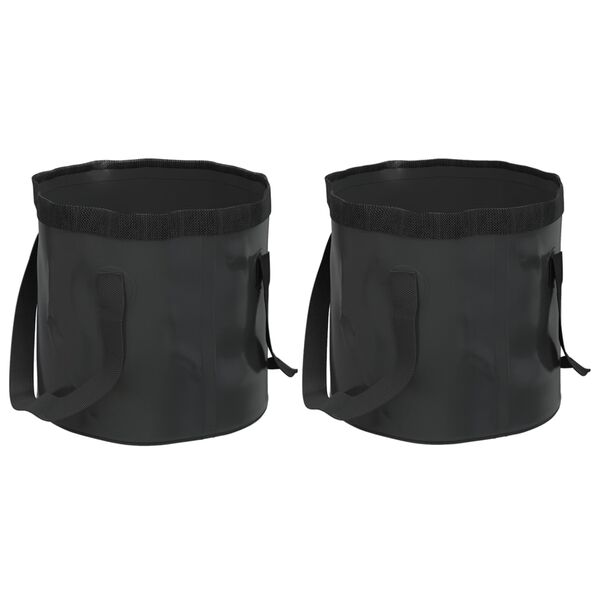 vidaXL Folding Buckets 2 pcs Black 30 L PVC