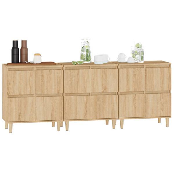 vidaXL Sideboards 3 pcs Sonoma Oak 60x35x70 cm Engineered Wood