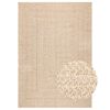 vidaXL Rug ZIZUR Beige 200x290 cm Jute Look Indoor and Outdoor