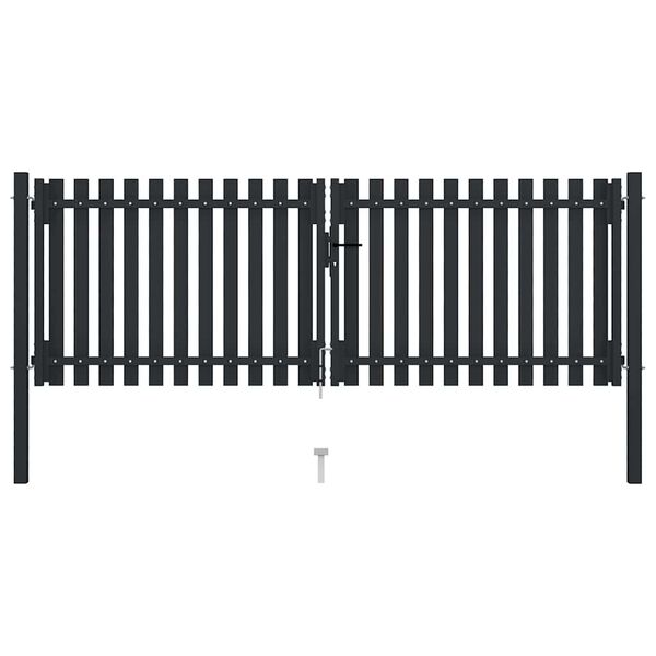 vidaXL Double Door Fence Gate Steel 300x75 cm Anthracite