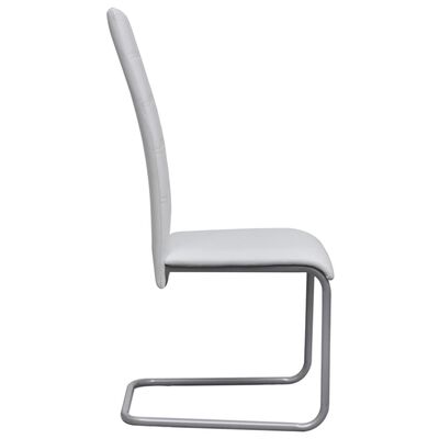 vidaXL Cantilever Dining Chairs 2 pcs White Faux Leather