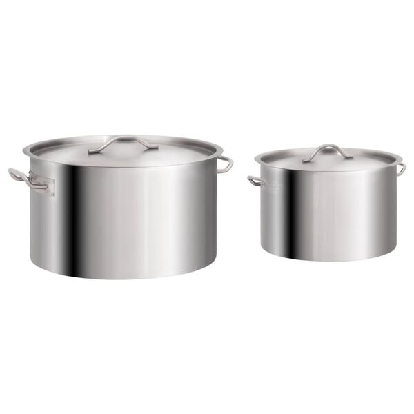 vidaXL 2 Piece Stock Pot Set 58/32 L Stainless Steel