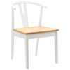 vidaXL Dining Chair 2 pcs White and Natural Solid Rubber Wood