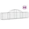 vidaXL Arched Gabion Baskets 8 pcs 200x30x40/60 cm Galvanised Iron