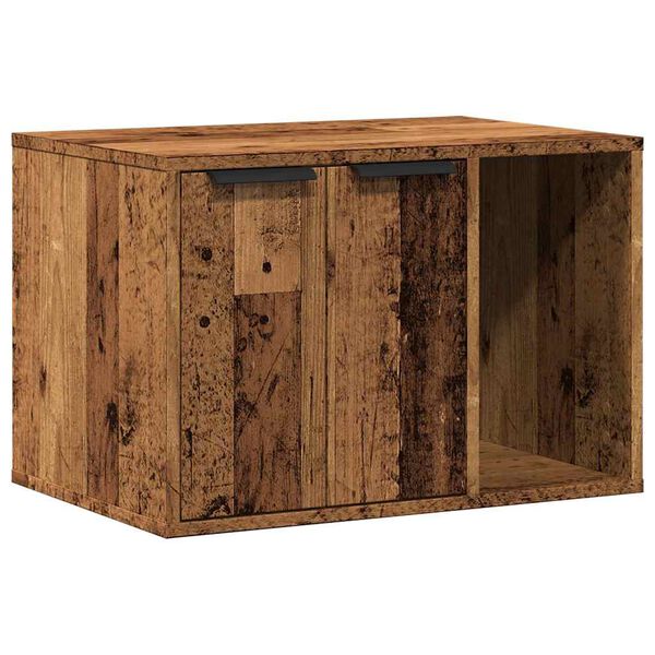 vidaXL Cat Litter Box Enclosure Old Wood 60x40x40 cm Engineered Wood