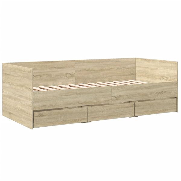 vidaXL Daybed with Drawers without Mattress Sonoma Oak 75x190 cm Small Single