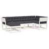 vidaXL 6 Piece Garden Sofa Set with Cushions White Solid Wood Pine