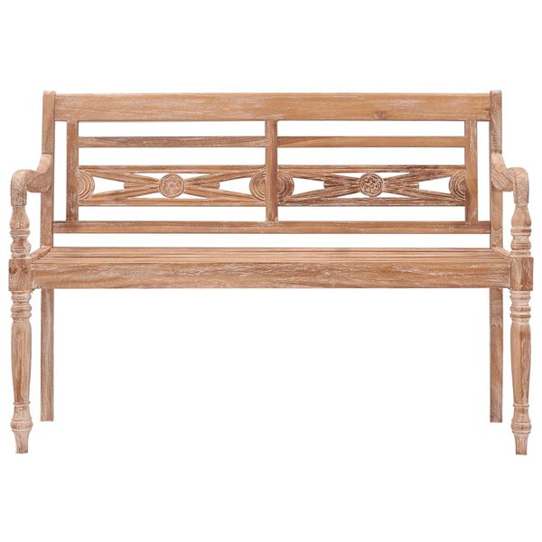 vidaXL Batavia Bench 120 cm White Wash Solid Teak Wood