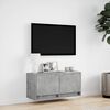 vidaXL TV Wall Cabinet with LED Lights Concrete Grey 80x31x35 cm