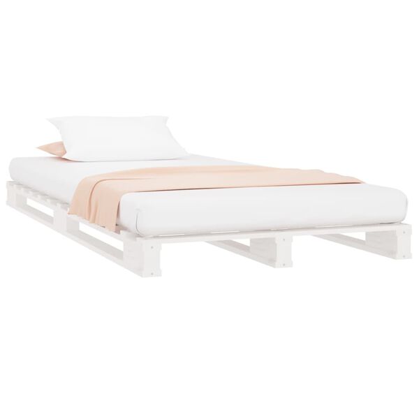 vidaXL Pallet Bed without Mattress White Single Solid Wood
