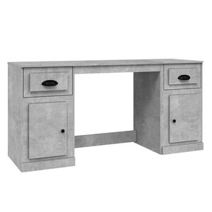 vidaXL Desk with Cabinet Concrete Grey Engineered Wood
