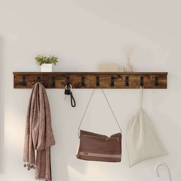 vidaXL Wall-Mounted Coat Rack Smoked oak 100 x 10.5 x 10.5 cm