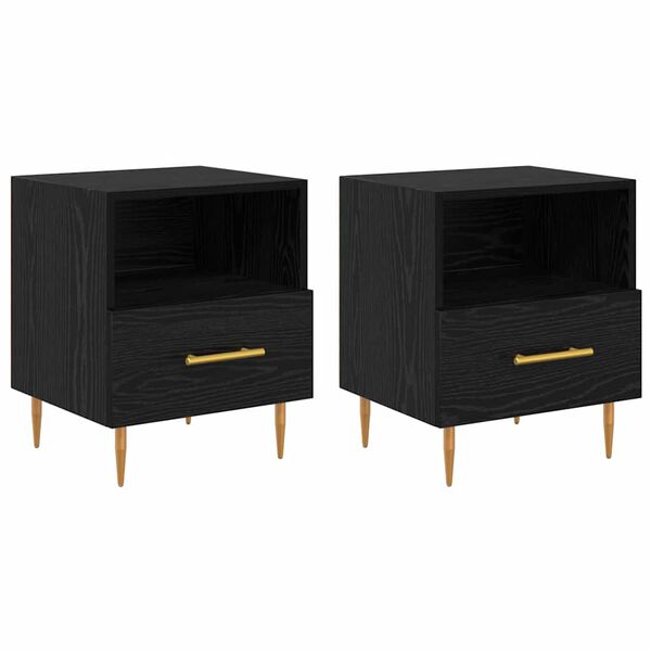 vidaXL Bedside Table 2 pcs Black 40 x 35 x 47.5 cm Engineered Wood