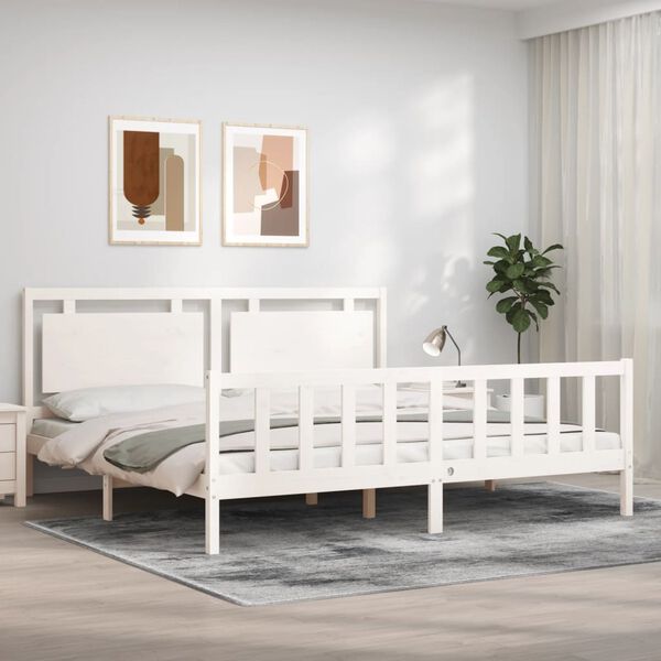 vidaXL Bed Frame without Mattress White 200x200 cm Solid Wood Pine