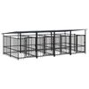 vidaXL Outdoor Dog Kennel with Roof Steel 7.51 m&sup2;