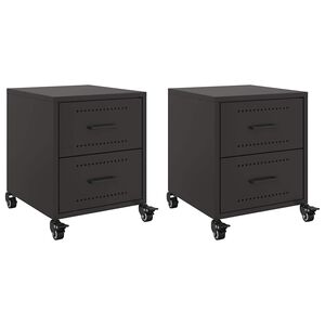 vidaXL Bedside Cabinets 2 pcs Black 36x39x43,5 cm Steel