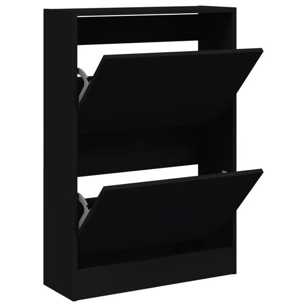 vidaXL Shoe Cabinet Black 60x21x87.5 cm Engineered Wood