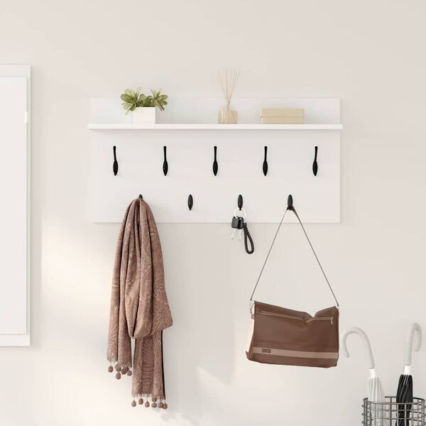 vidaXL Wall-Mounted Coat Rack White 80 x 40 x 12 cm Engineered wood