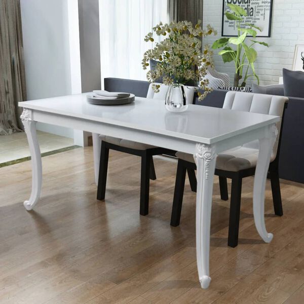 vidaXL Dining Table 116x66x76 cm High Gloss White