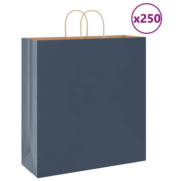 vidaXL Paper Bags 250 pcs with Handles Blue 45x17x48 cm