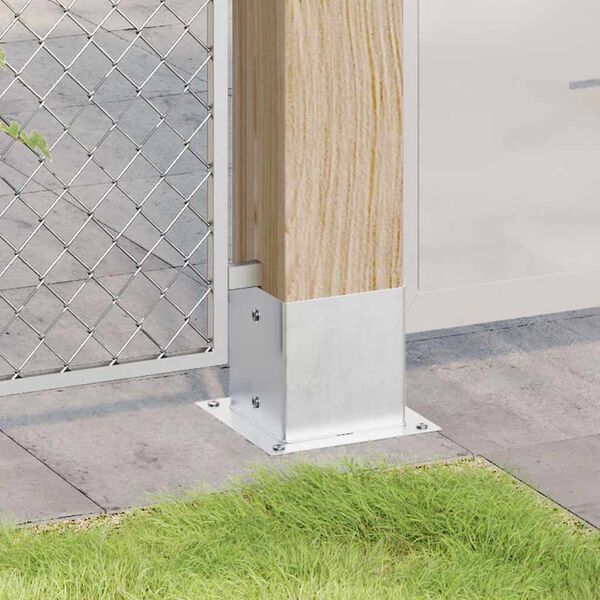 vidaXL Post Bases Square 12 pcs Silver 141x141 mm Galvanised Steel