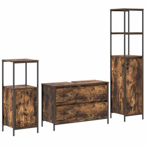 vidaXL Bathroom Furniture Set 3 pcs Smoked Oak Engineered Wood